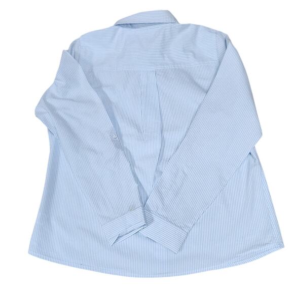 Croft & Barrow Women's Blue and White Striped Cotton Button Blouse Size Medium - Picture 2 of 9